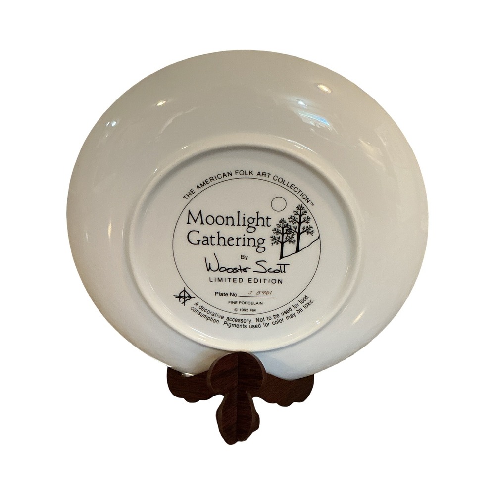 Wooster Scott Moonlight Gathering 8" Limited Edition Folk Art Collector Plate - Picture 2 of 4